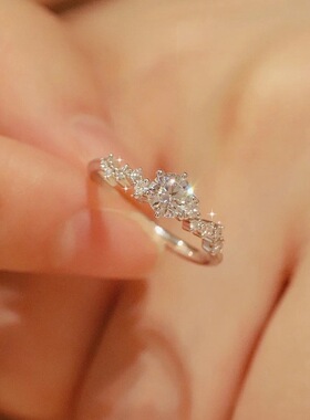 法国chrry koops925银莫桑石戒指女日式轻奢小众设计感气质