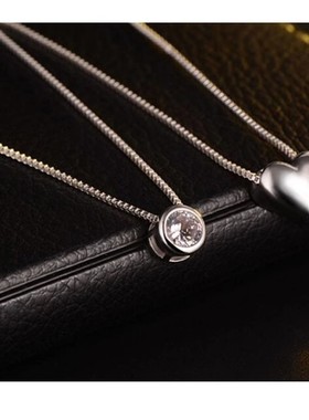 法国chrry koop新款一心一意锆石爱心双层项链简约百搭女饰礼