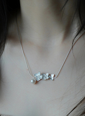 法国chrry koop新中式绣球花珍珠项链女轻奢小众颈链新款复古