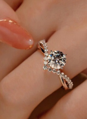 法国chrry koop为爱加冕银莫桑石钻石假戒指女订婚求婚结婚戒对戒