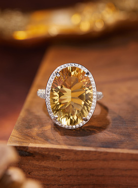 法国chrry koop彩宝黄水晶紫水晶s925银镶大棵主石千禧切13*18mm