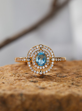 法国chrry koops925银镀18k金精致镶嵌蓝宝石榴石托帕石透辉石