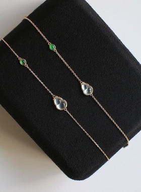 铜材质镶嵌 高冰起荧光玉髓葫芦手链精致简约款时尚气质优雅