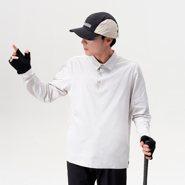 Seamless taped long-sleeved polo shirt spring and autumn bottoming T-shirt moisture-absorbent and quick-drying sports outdoor commuting tops for men