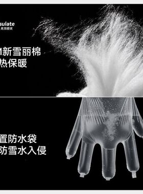 冬季户外滑雪手套男3M新雪丽棉保暖防水袋防风掌心防滑保暖手套女