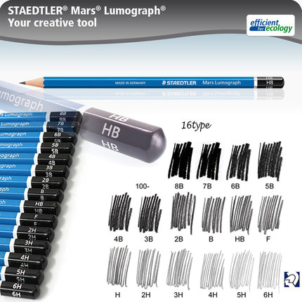 德国STAEDTLER施德楼素描铅笔100蓝杆专业绘图绘画铅笔2h-8b美术 - 图3