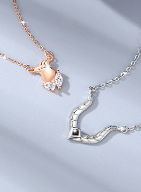 玫瑰花纯银s925情侣项链一对男女小众原创设计轻奢简约锁骨链吊坠