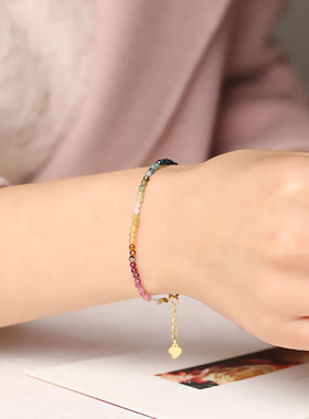 新款2023极细碧玺手链仙女ins