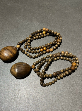 阴沉金丝楠木毛衣链 金丝楠木水滴型毛衣链项坠佛珠 手串汽车挂件