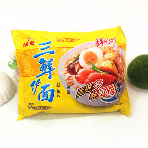 包邮华丰三鲜伊面86g*24包整箱方便面泡面速食面干脆干吃面即食面 - 图0