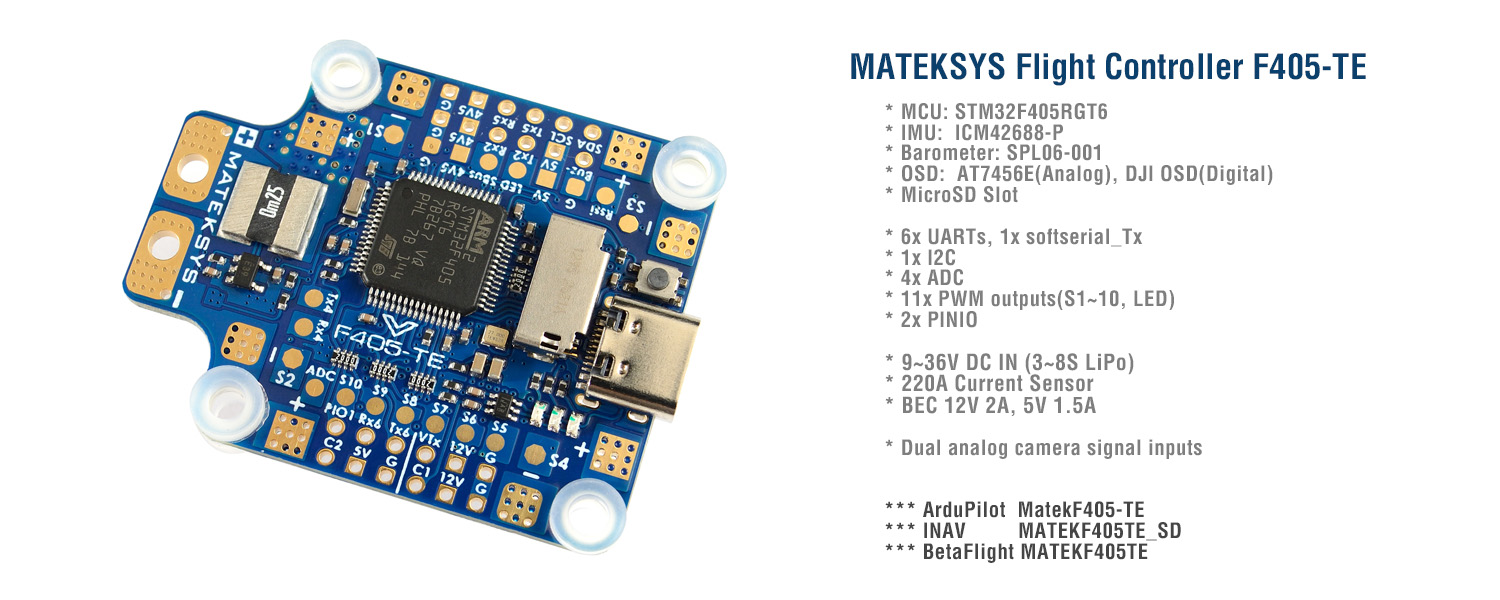 MATEK F405 TE 飞控FPV 穿越机竞速 2-8S 四轴无人机 OSD黑匣子 - 图0