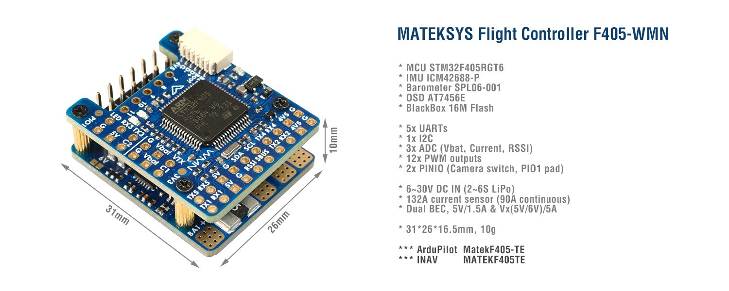 MATEK F405-WMN飞控 INAV FPV 气压计 黑匣子 OSD 2-6S 航模 - 图2