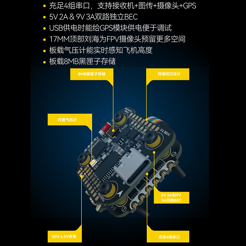 SpeedyBee F405 Mini飞塔 F405飞控 BLS 35A四合一电调黑匣子数传 - 图3