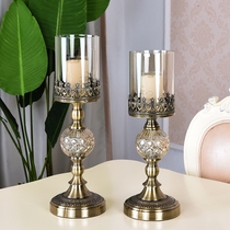 Luxurious American table-style dining room Soft decoration Furnishing Eurostyle Dining Room TV Cabinet Crystal Metal Candlestick