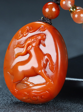 正品天然凉山南红玛瑙生肖属相羊 玉坠南红吊坠原石雕刻男女款128