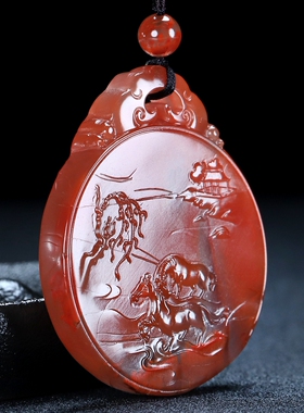 挂件生肖马大师作品凉山南红玛瑙