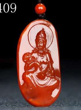 【原矿】正品天然四川凉山南红玛瑙吊坠无胶观音原石挂件男女款