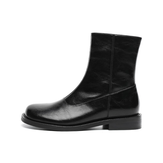 British style zipper slim boots for women autumn and winter fleece short boots