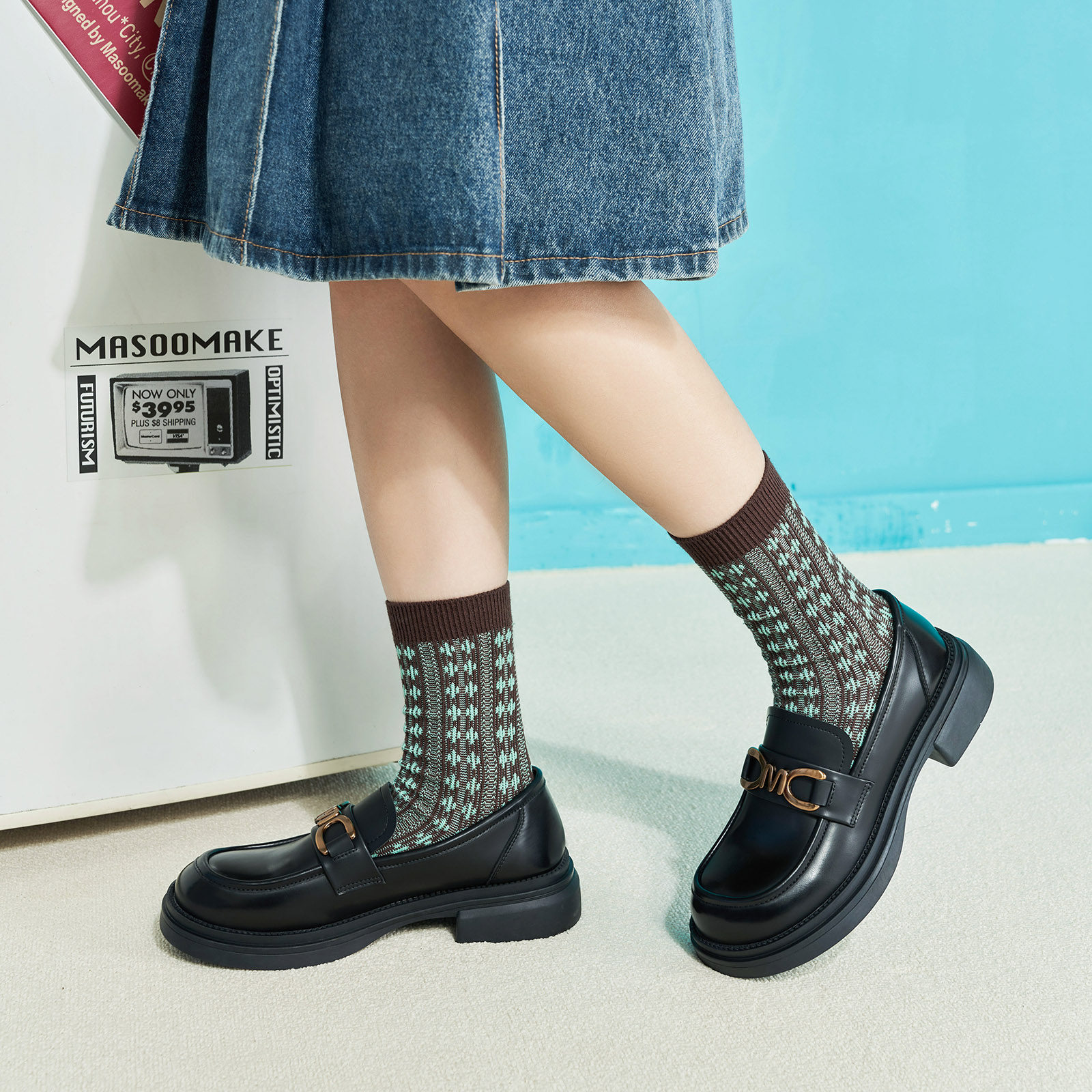 玛速主义2025年冬季新款平底乐福鞋英伦风黑色小皮鞋一脚蹬单鞋女,淘宝优惠券,粉丝福利购,淘宝优惠卷