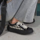 Checkerboard small white shoes, canvas shoes, low top thick bottom