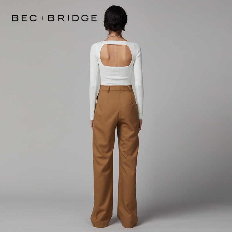 BEC+BRIDGE正品授权女针织上衣打底衫方领弹力收腰纯色百搭澳洲22