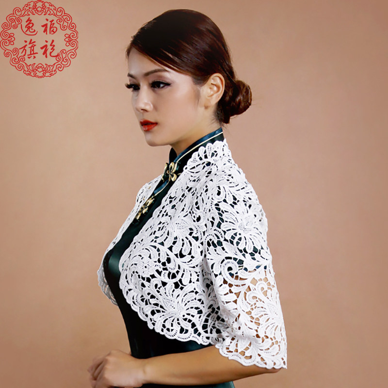 短款蕾丝镂空半袖百搭女开衫夏坎肩 逸福远哲蕾丝衫/雪纺衫