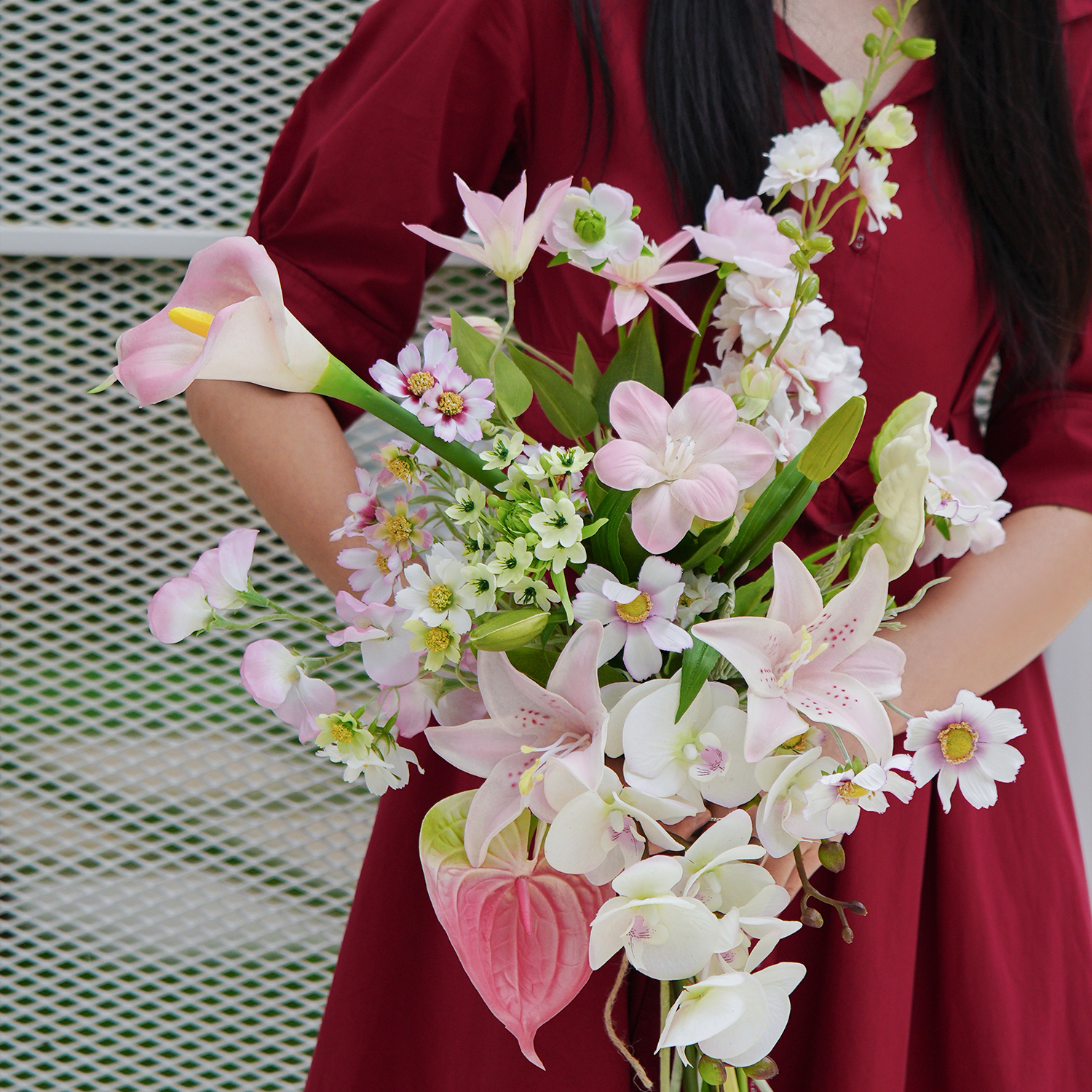 多巴胺蜜桃可可仿真花花束手捧花绢花客厅插花餐桌家居装饰品摆设 - 图0