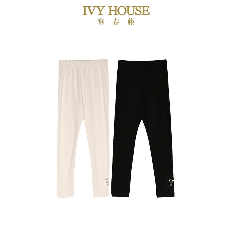 IVY HOUSE常春藤儿童装女童裤子秋季款 磨毛针织打底裤蝴蝶结烫钻,淘宝优惠券,粉丝福利购,淘宝优惠卷