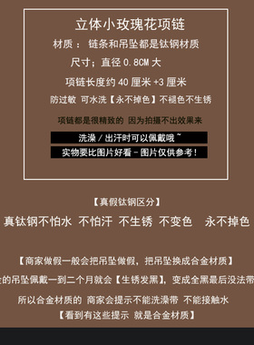 批发钛钢精致简约立体小玫瑰花小众设计款气质百搭淑女款吊坠项链