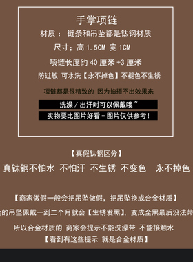追梦人批发钛钢手掌项链女颈链锁骨链2024年新款轻奢小众设计高级