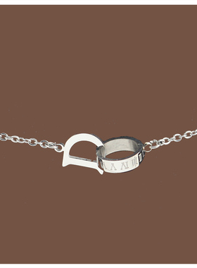 钛钢罗马数字环+字母D项链气质轻奢小众设计高级锁骨链女节日礼物