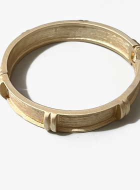 DIY宋锦手镯底托18k哑金保色手环国风布艺配件合金竹节手钢底胚