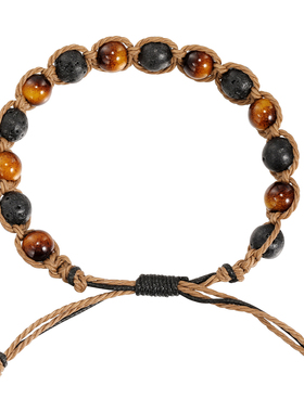 GRGR黄色黑石手工编织手链