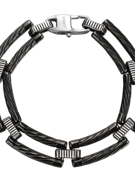 GRGR黑色几何拼接钛钢手链