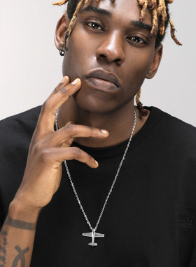 GRGRS925纯银个性飞机吊坠项链