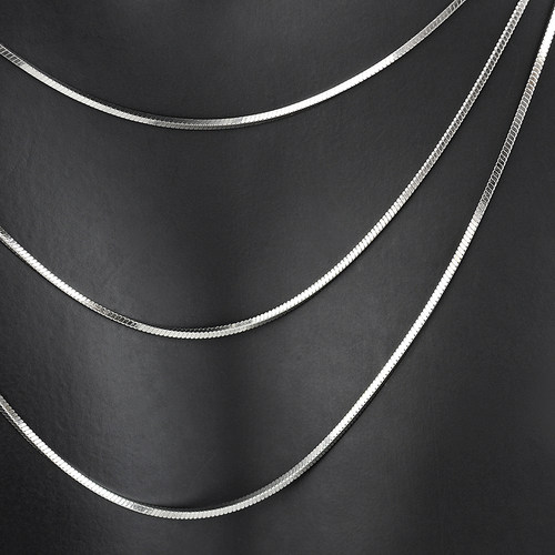 S925 silver snake chain 纯银镀白金项链细蛇骨链男女银锁骨链潮 - 图2