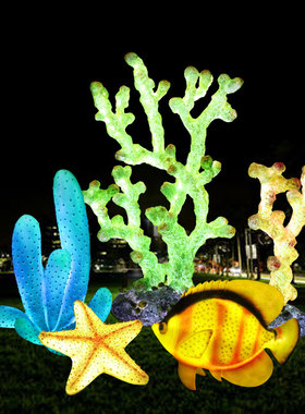 玻璃钢雕塑海洋发光鱼餐厅摆件