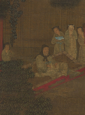周昉维摩演教图挂画壁画人物国画装饰画客厅竖版字画挂轴卷轴装裱