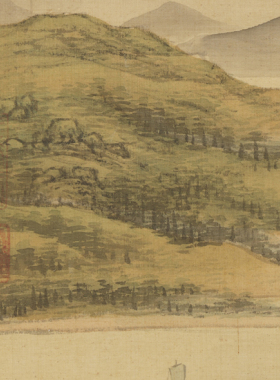 金廷标春野新耕图山水画非手绘竖版挂画办公室客厅卧室装饰画卷轴