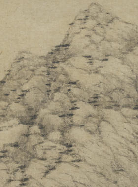 倪瓒山水画挂画溪亭山色图卷轴
