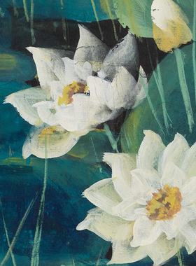 林风眠挂画装饰画荷花字画仕女图荷塘月色客厅国画真迹复制卷轴画