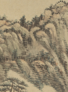 王原祁仿黄公望山水客厅办公室挂画国画装饰画山水画作品竖版字画