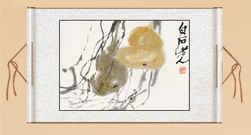 装饰画国画真迹字画客厅新中式花鸟画挂画卧室仿齐白石葫芦赠装裱 - 图0