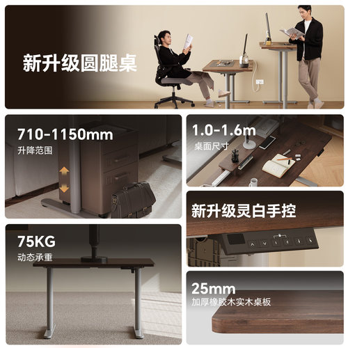 乐歌E8智能电动升降桌居家办公升降桌书桌电脑桌实木学习桌办公桌 - 图2