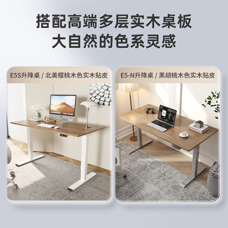 乐歌双电机智能电动升降桌实木居家办公电脑桌学习桌书桌E5S/E5-N_虎窝淘