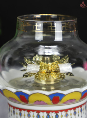 居家桌面陶瓷礼佛摆件酥油灯