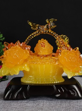 一揽财富金蟾蜍家居办公室客厅开业送礼花篮工艺品摆设礼品摆件