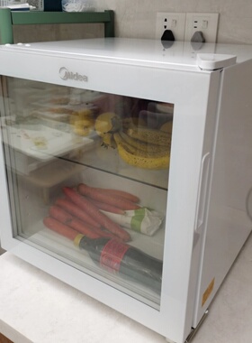 Midea/美的冰吧用冷藏保鲜柜小型迷你展示柜客厅透明冰箱茶叶饮料