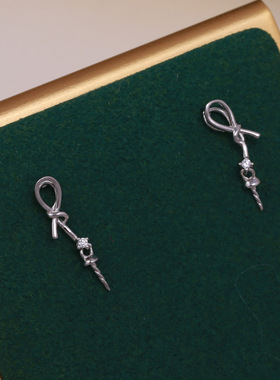 s925纯银简易式领结套装吊坠耳坠