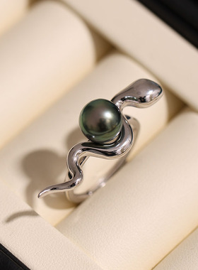 s925纯银立体夸张灵蛇戒指托配件